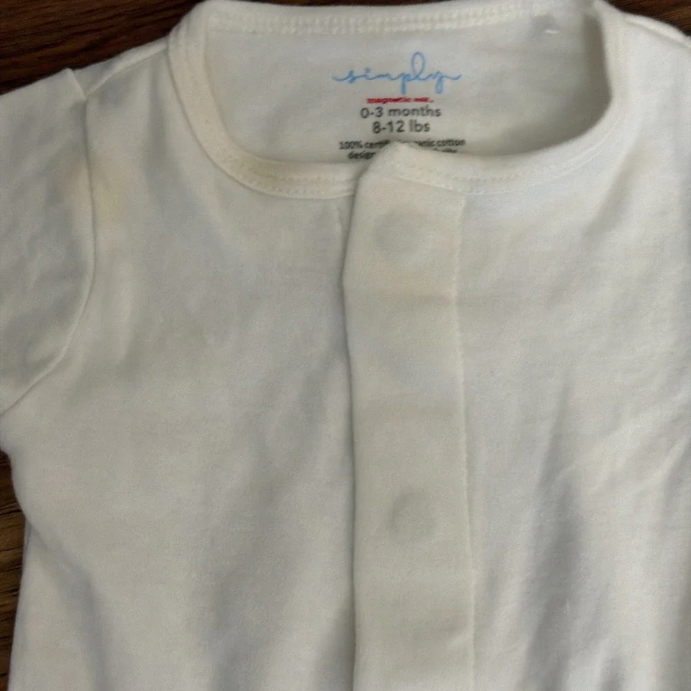 Magnetic Me Simply Organic Cotton Baby 0-3 Ivory Footed Sleeper Pajamas 8-12#